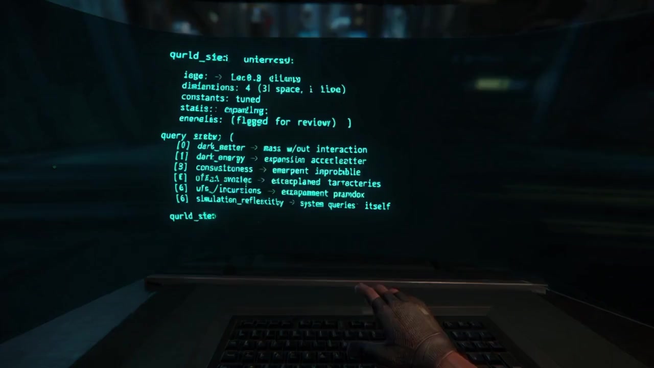 world_sim> <cmd>query universe</cmd>  universe { age: 13.8 billion years entropy: low → rising dimensions: 4 (3 space, 1 time) constants: tuned status: expanding energy_state: cooling life_detected: yes civilizations: 1+ anomalies: 7 (flagged for review) 