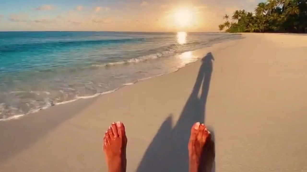 Walk down a tropical beach